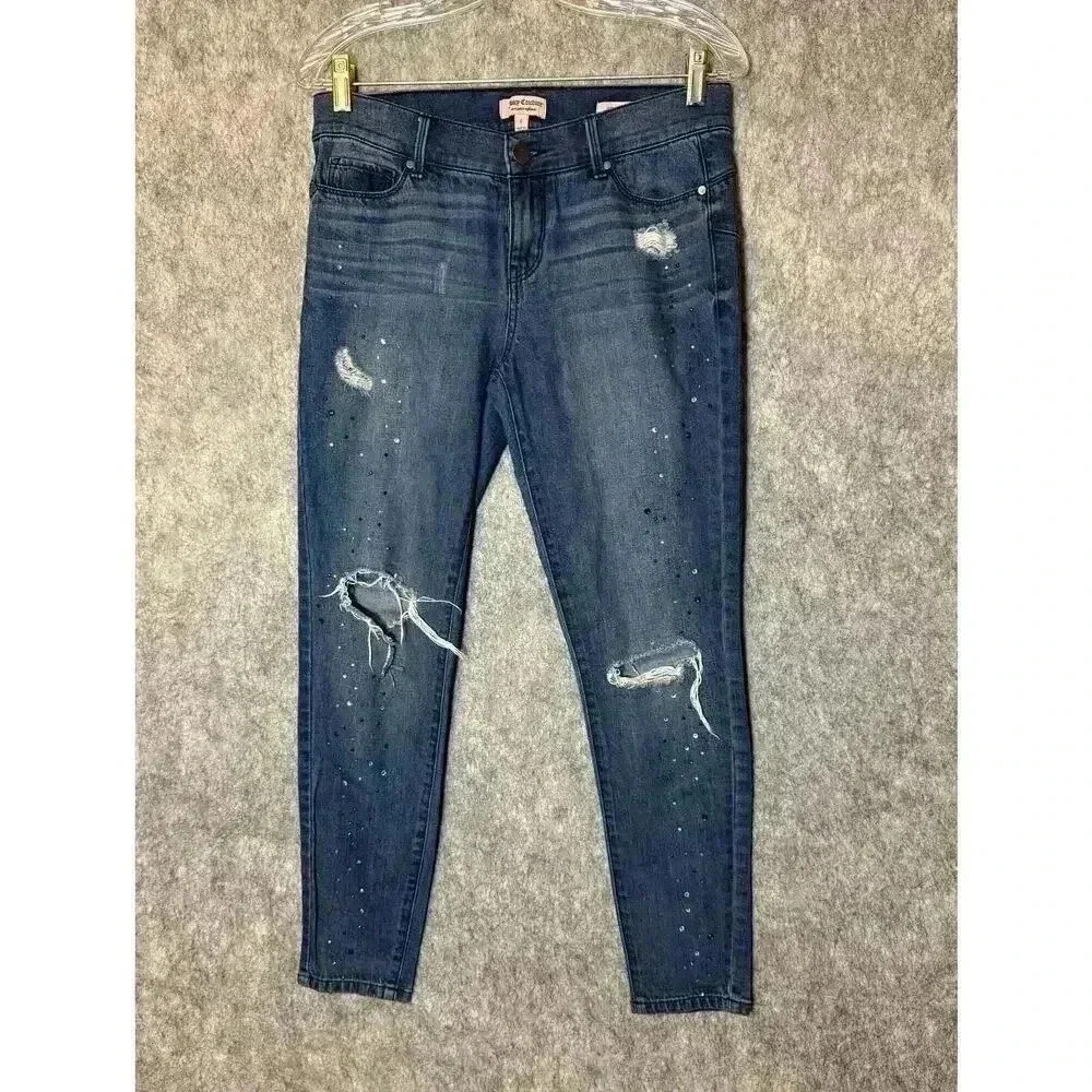 Juicy Couture Distressed Bedazzled Skinny Jeans - Size 6